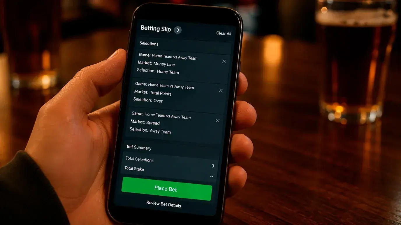 NFL same game parlay slip showing combined player and game selections on a UK betting app